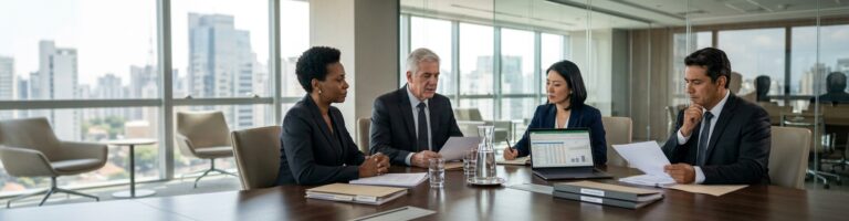 Gestores de RH, analisando informações da folha de pagamento sobre Remuneração e Direitos Trabalhistas