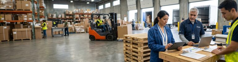 Equipe de Rh no centro de logistica analisando horas de espera e pernoite na norma ADI 5322
