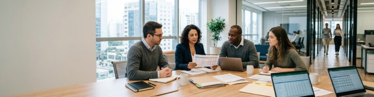 Time de RH e Departamento Pessoal analisando a Gestão de salário utilidade e benefícios