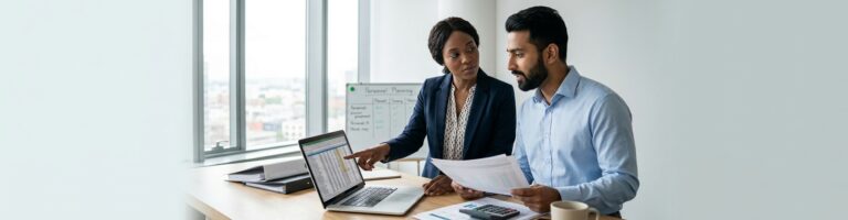 Dois gestores de Rh discutindo a Jornada de 4 Dias na Folha e eSocial para Grandes Empresas